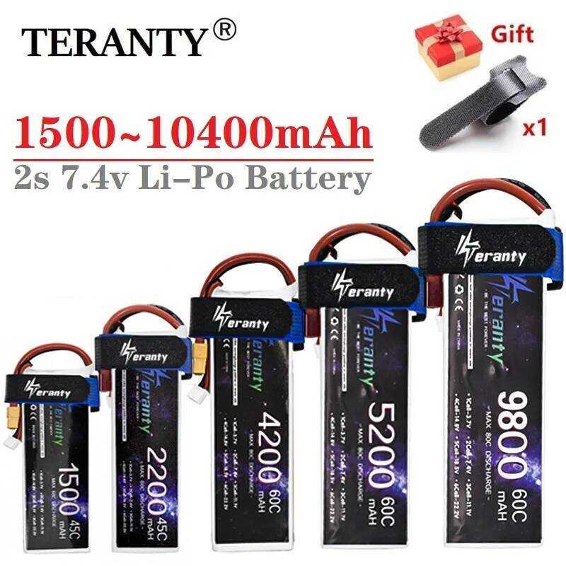 2S แบตเตอรี่ Lipo 1500mah 1800mah 2200mah 3300mah 4200mah 5200mah 6500mah 7200mah 10400mah JST/XT60/