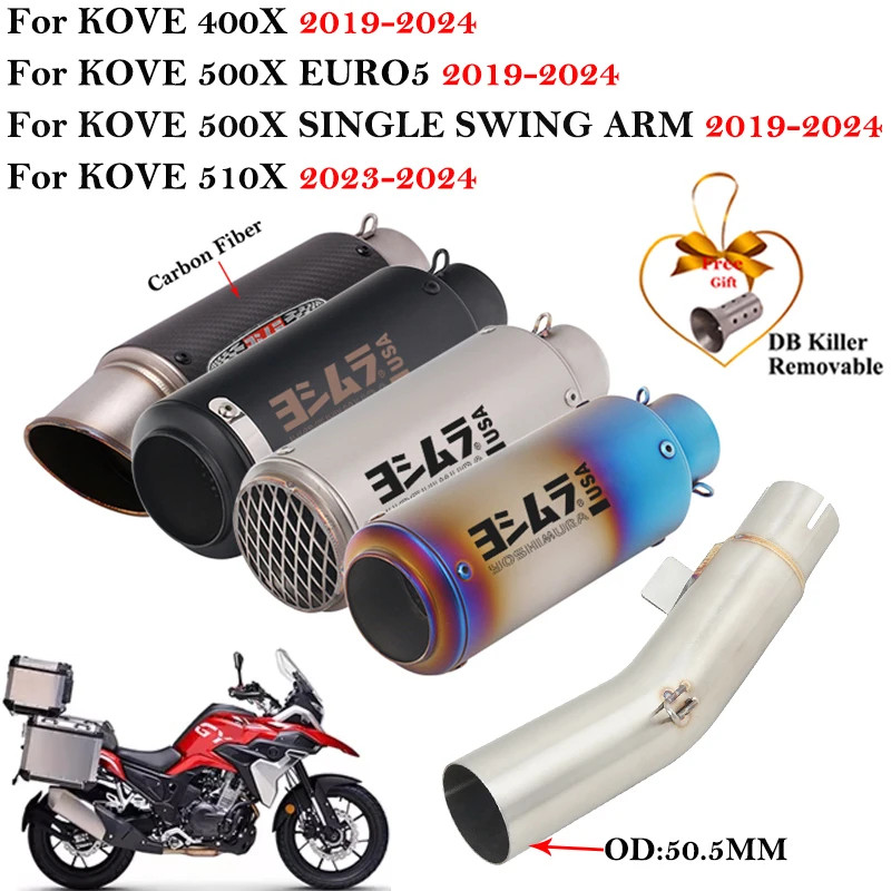 Motorcycle Exhaust Modified Mid Link Pipe With Espace Moto DB Killer For KOVE 400X 500X 510X EURO5