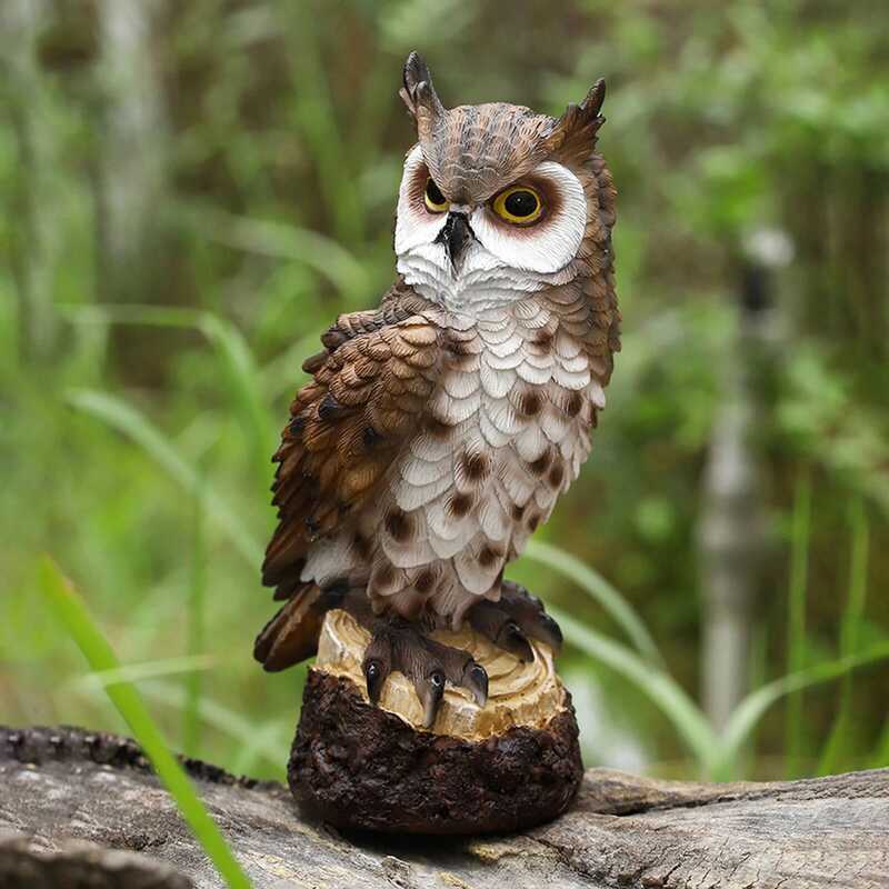 C Resin Owl Statue Fake Owl Outdoor Garden Decor Animal Home Decor Lucky Owl Craft For Living Room