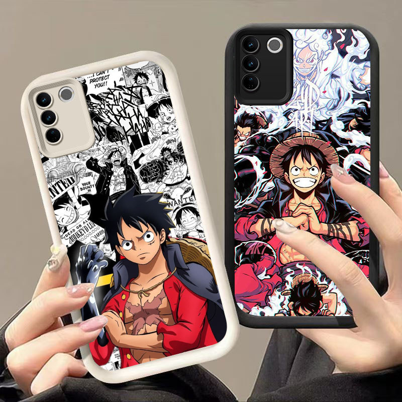 HK-34 Luffy One Piece ปลอกกันกระแทกสําหรับซิลิโคนสีดําและสีขาว VIVO V27E Y200e Y100 V29E V29 V27 Pro