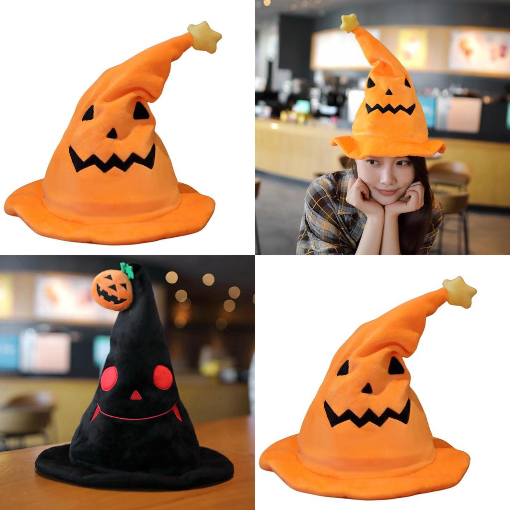 หมวกเอลฟ์ฟักทองฮาโลวีนน่ารักสําหรับปาร์ตี้การแสดงเต้นรําสีเหลือง 303040ซม 303040ซม. สีดํา