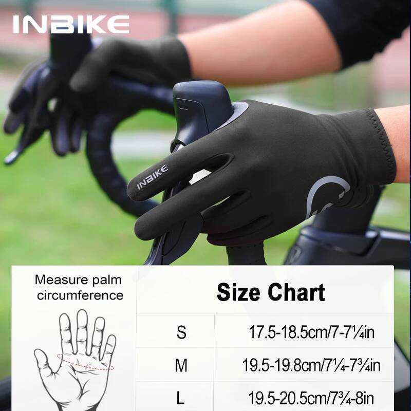▥ INBIKE ถุงมือขี่ฤดูหนาวสําหรับผู้ชายขนแกะความร้อนถุงมือถนนเต็มนิ้วถุงมือขี่ MTB
