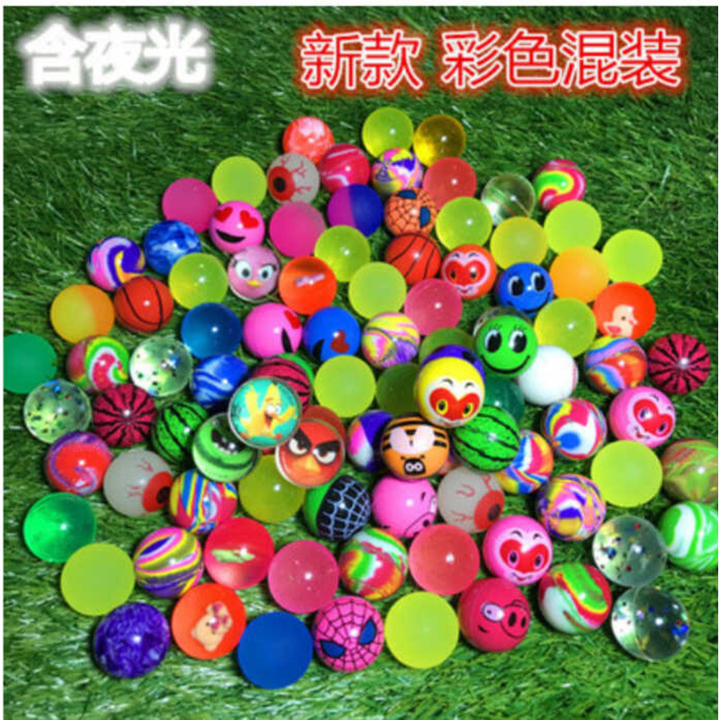 ส่งฟรี เบอร์ 32 ผสม Bouncy Ball หนึ่งหยวนแคปซูลของเล่นเครื่อง Bouncy Ball กระโดด Luminous Bouncy Bal