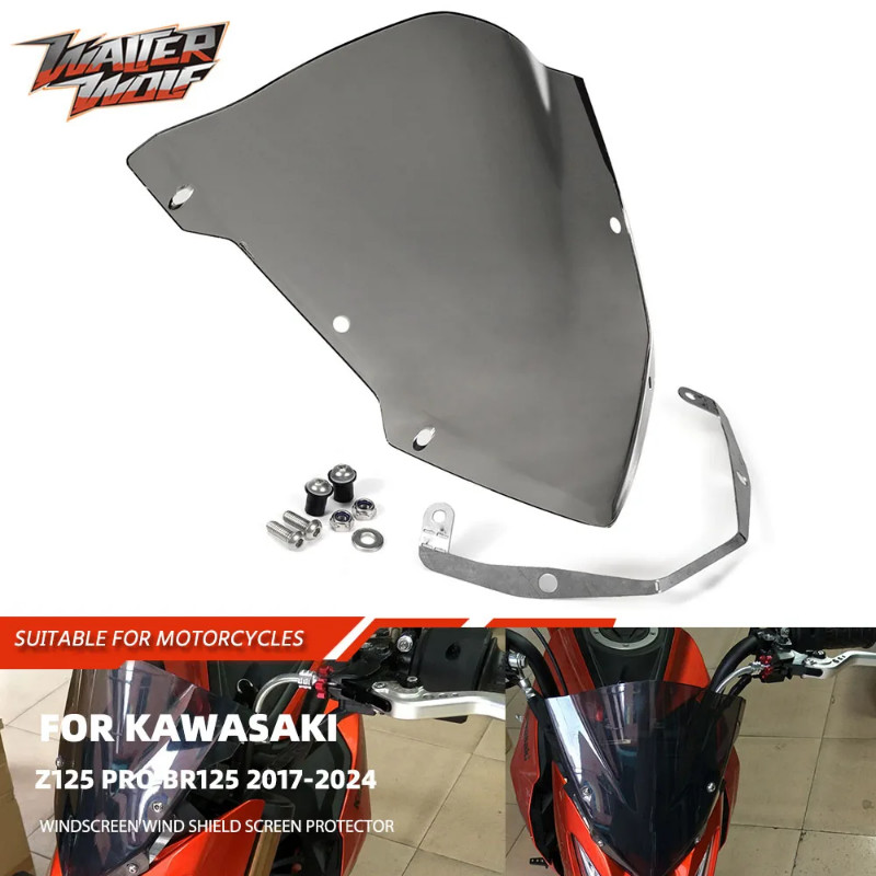 For Kawasaki Z125 Pro BR125 Motorcycle WindScreen Screen WindShield 125 Protector Wind Shield Scree