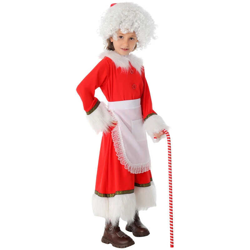 C Christmas Kids Girls Cosplay Costume Sets Santa Claus Granny Dress Hat Apron And Wigs For Christm