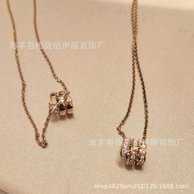 สินค้าขายดี❤ Baojia เงินสเตอร์ลิง Rose Gold Plated สร้อยคอจี้งูรูป Clavicle CHAIN กระดูกงูเพชร Studd