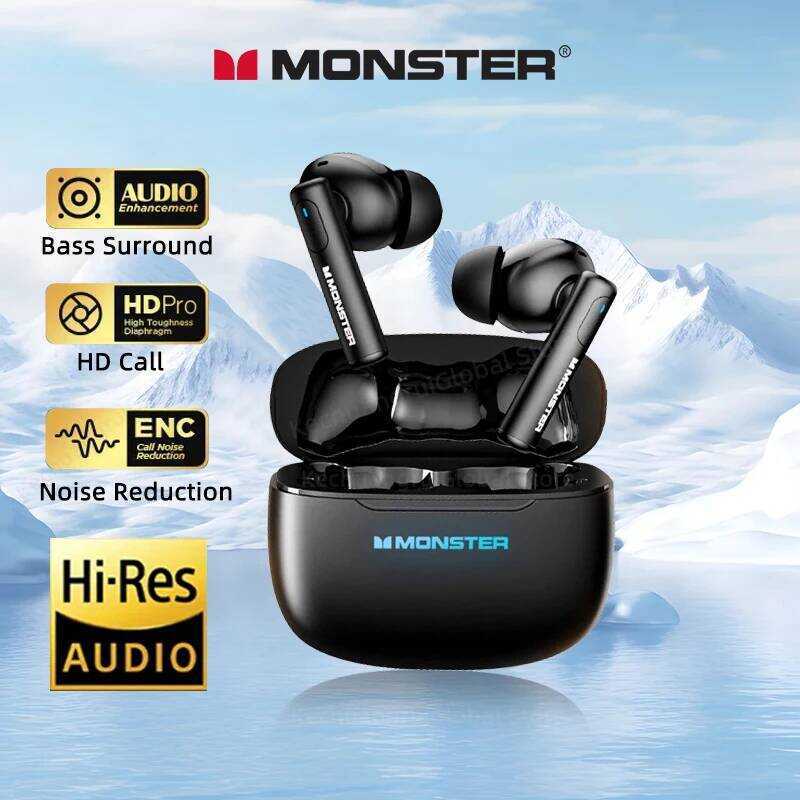 Monster XKT26 บลูทูธ 5.4 หูฟัง Hifi Bass หูฟังไร้สายสเตอริโอชุดหูฟังเกมเมอร์ TWS ENC ไม่มีหูฟังกีฬาล