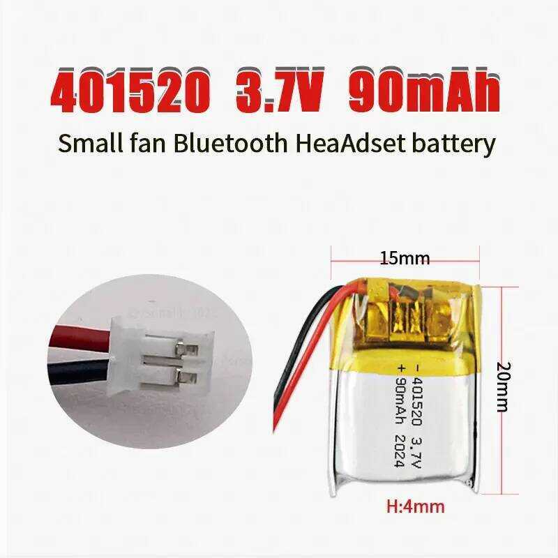 3.7V 401520 041520 401519 401420 แบตเตอรี่ลิเธียมโพลิเมอร์ 90mAh สำหรับชุดหูฟังบลูทูธ เมาส์ไร้สาย พั