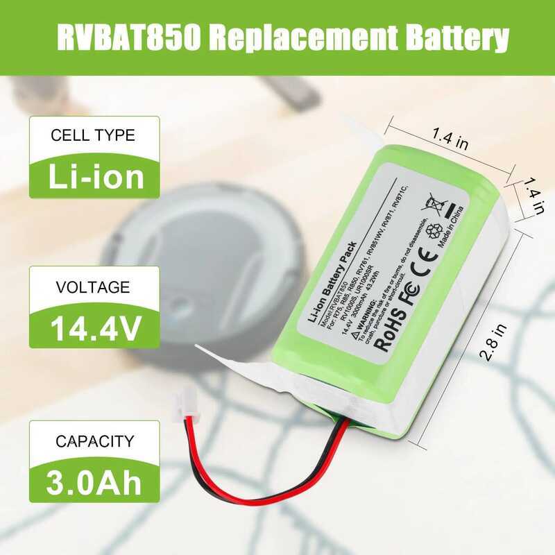 แบตเตอรี่ สำหรับเครื่องดูดฝุ่น 3.0Ah RVBAT850 สำหรับหุ่นยนต์ Shark Ion RV1001AE R75 R85 R761 RV850 R