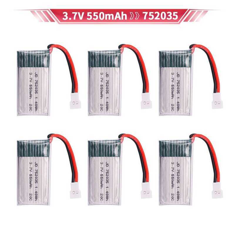 1S 752035 500mAh ลิโพพร้อมที่ชาร์จ สำหรับ H107 H31 KY101 E33C E33 RC โดรน เฮลิคอปเตอร์ อะไหล่ แบตเตอ