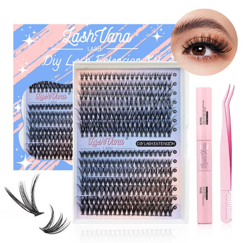 ชุดต่อขนตาปลอม DIY ยุโรปอเมริกันแบ่งส่วนขนตาชุดหนา D-Up ร้อนละลายขนตาดอกไม้ขนตา