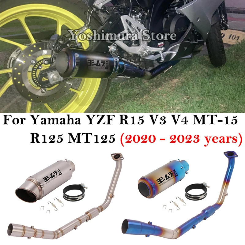 For Yamaha YZF R15 V3 V4 R125 MT125 2020 - 2023 Motorcycle Exhaust Escape Full Systems Modified Fro