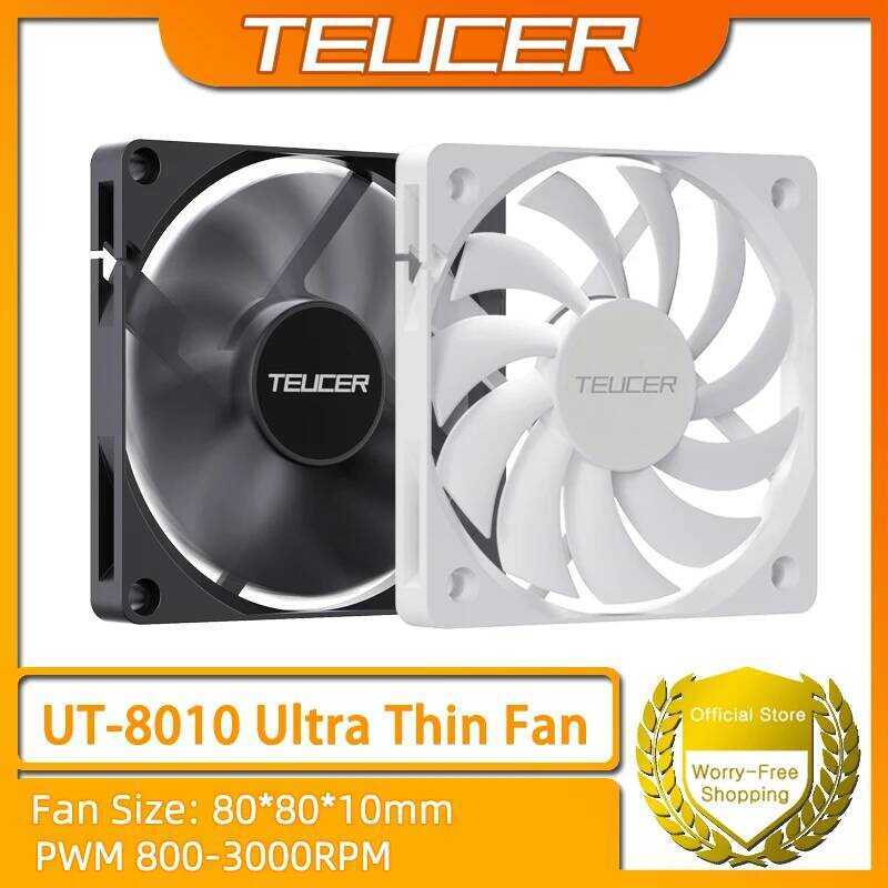 TEUCER พัดลมแชสซี UT-8010 แบบบางพิเศษ 80x10 มม. PWM 4 พิน สำหรับระบายความร้อน CPU คอมพิวเตอร์ตั้งโต๊