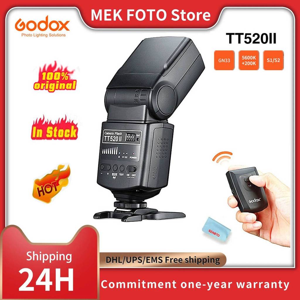 Godox TT520 II ไฟฉายแฟลชสําหรับ Canon TT520II ไร้สายสําหรับ Canon Nikon Pentax Olympus กล้อง DSLR แฟ