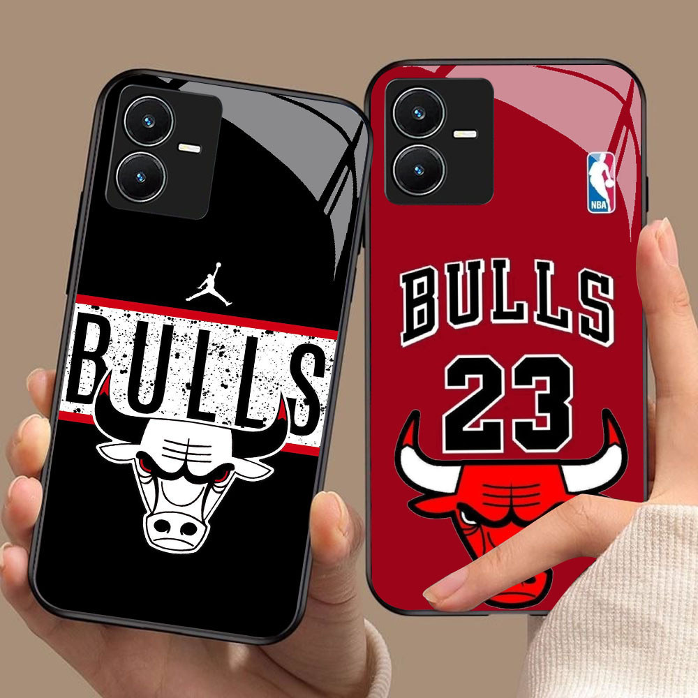 YS-43 Chicago Bulls NBA HD Glass Casing สําหรับ VIVO Y22 Y35 Y75 Y28 Y22S V25 Y55 iQOO Z6