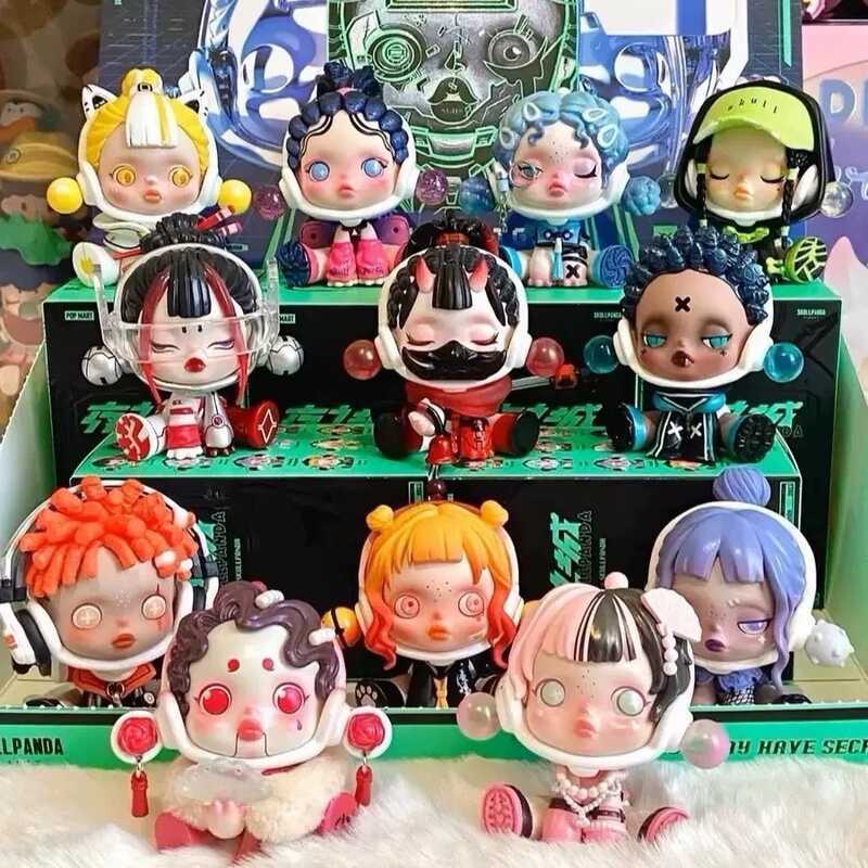 Pop Mart Night City Series Mystery Box รูปสํานักงานตุ๊กตาอินเทรนด์เล่นรถของเล่นของขวัญเดสก์ท็อปตกแต่