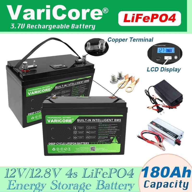 VariCore แบตเตอรี่ 12V /12.8V 180AH LiFePO4 แบตเตอรี่ลิเธียม 4s สำหรับรถบ้าน รถกอล์ฟ ออฟโรด พลังงานแ