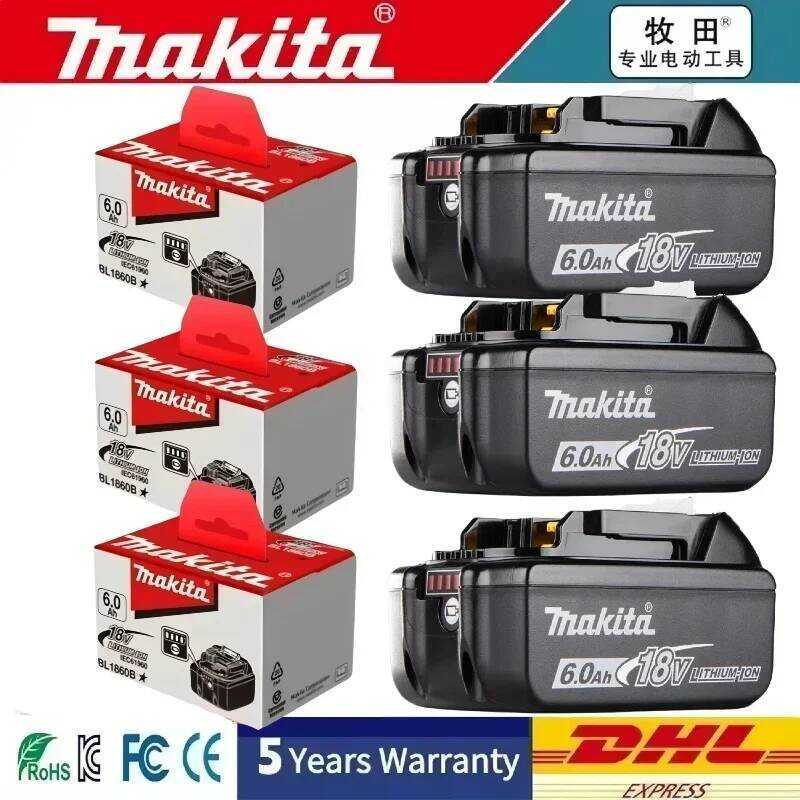 6Ah แบตเตอรี่ลิเธียมแท้ BL1860B BL1840BL1830B BL1850B BL1850 BL1860 สำหรับ Makita 18V