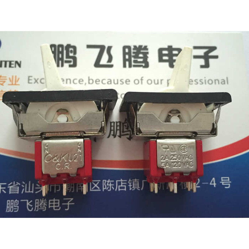 American C & k 7201J26ZQE12 สวิตช์ปุ่ม 6 Pins 2 สปีดเขย่าหัว Rocker Rocker Switch 2A250V แนวตั้ง