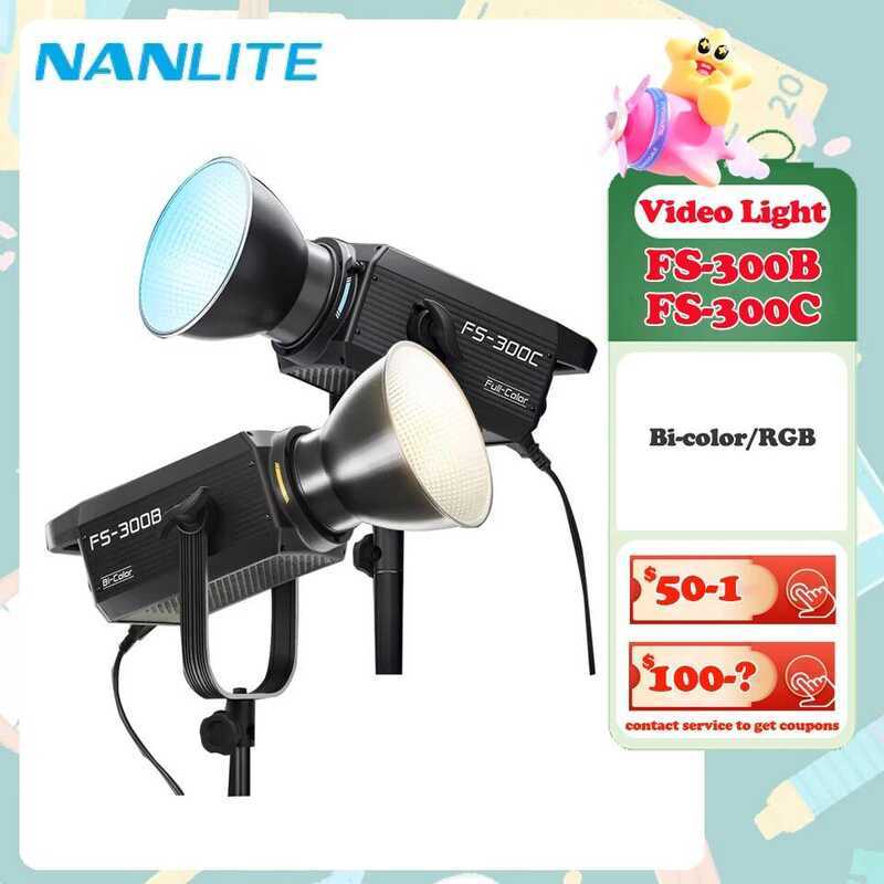 Nanlite FS-300C FS-300B วิดีโอ 2700K ถึง 7500K LED Mon สําหรับการถ่ายภาพเติมแสง CRI 95 TLCI 94 พร้อม