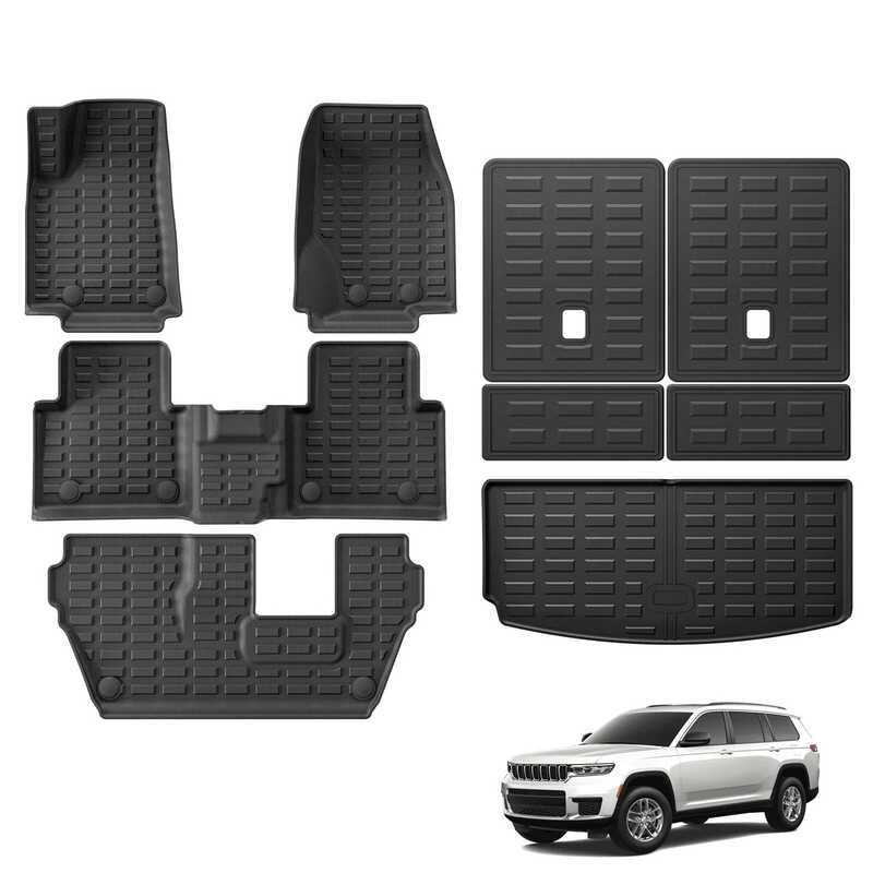 Fit สําหรับ Jeep Grand Cherokee L 7Season2021-2024 TPE 3D รถพรมปูพื้น Cargo Liner Trunk Pad มือซ้ายไ