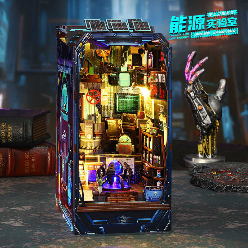 Jiate diy Hut Energy Lab 3d สามมิติประกอบหนังสือ Stand House Miniature รุ่นอาคารของเล่นวันเกิด