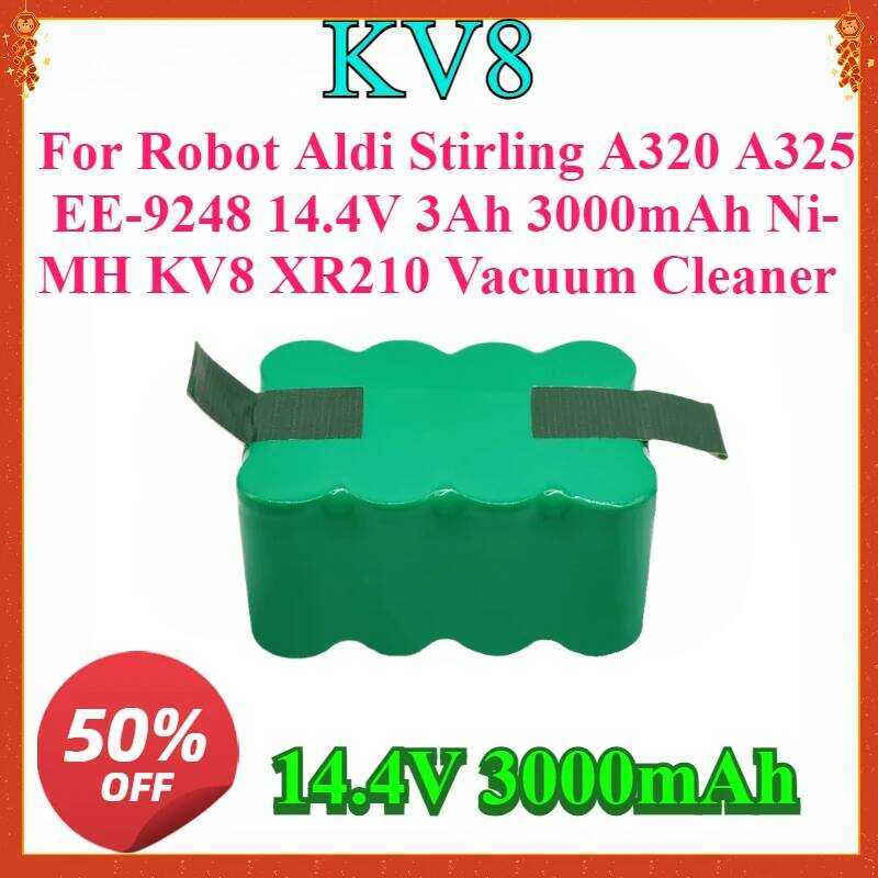 Aldi แบตเตอรี่ใหม่สำหรับหุ่นยนต์ Stirling A320 A325 EE-9248 14.4V 3Ah 3000mAh Ni-MH KV8 XR210 เครื่อ