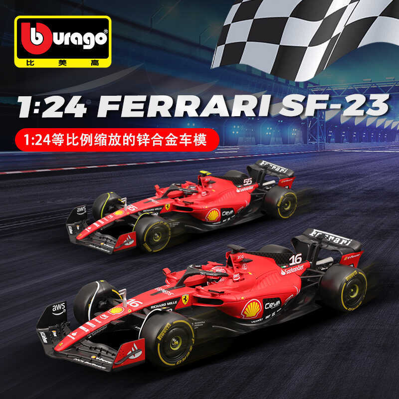 Burago Burago 1: 24 Ferrari F1SF-23 โมเดลรถจําลองสูตรรถของเล่นรถโมเดลและDiecast