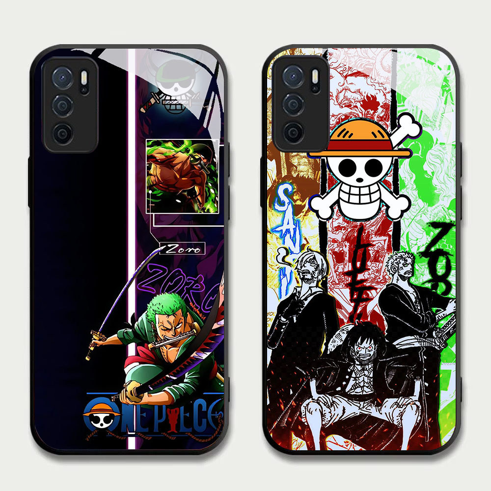 TS-83 One Piece Zoro HD Glass Casing สําหรับ OPPO A16 A16S A54S A95 A74 F19 F19S Reno 6 Lite