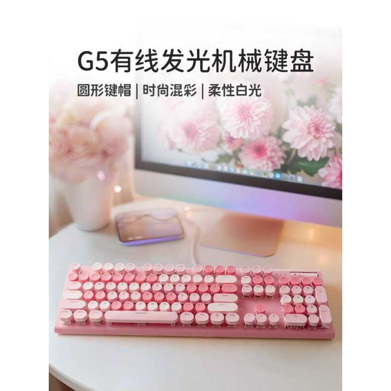GEEZER Punk Mechanical Keyboard คีย์บอร์ดคอมพิวเตอร์แบบมีสายเดสก์ท็อปเกม Office Universal 104-Key Pi