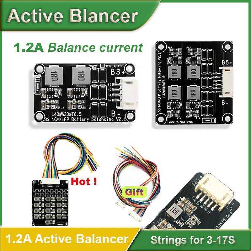 บาลานเซอร์ 1.2A Lifepo4 3S 4S 6S 7S 8S 9S 10S 12S 16S 17S บอร์ดบาลานซ์แบบเหนี่ยวนำ BMS อีควอไลเซอร์แ