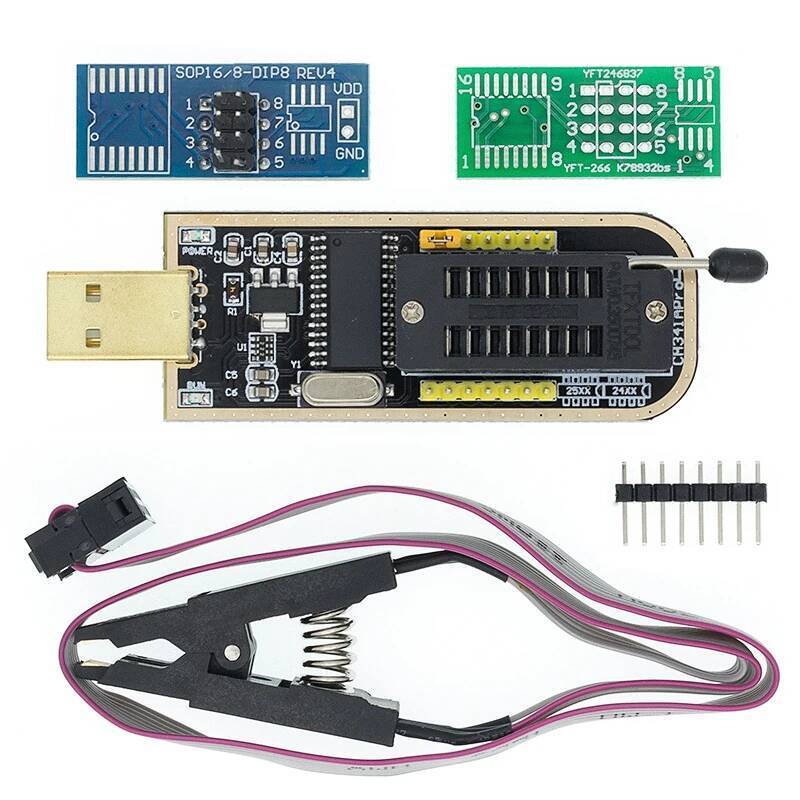 CH341 CH341A CH341B 24 25 Series EEPROM แฟลช BIOS USB โปรแกรมเมอร์โมดูล SOIC8 SOP8 ทดสอบคลิปสําหรับ 