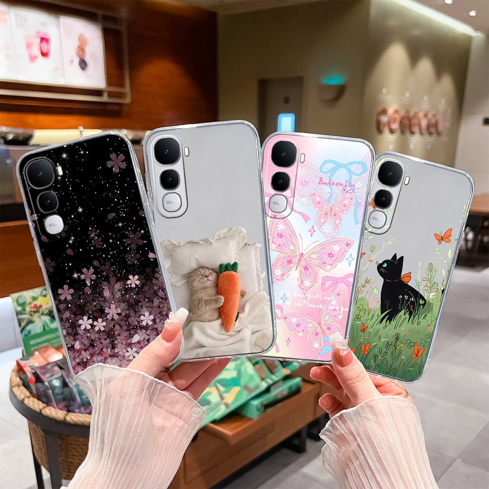 สําหรับ vivo Y400Pro Y400 เคสโทรศัพท์สวยผีเสื้อแมวปลอกป้องกัน TPU Clear Soft สําหรับ Y400 Pro ปกหลัง