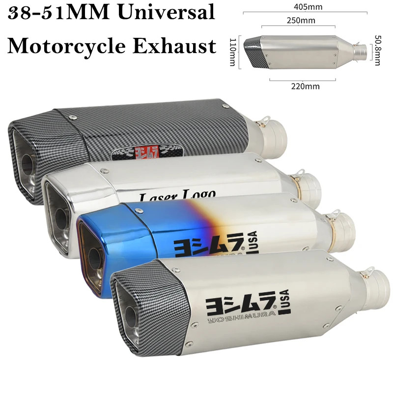 51MM Universal Motorcycle Exhaust Escape Systems Modify Muffler For R15 CBR500 R7 R6 GSX1300 ZX6R K