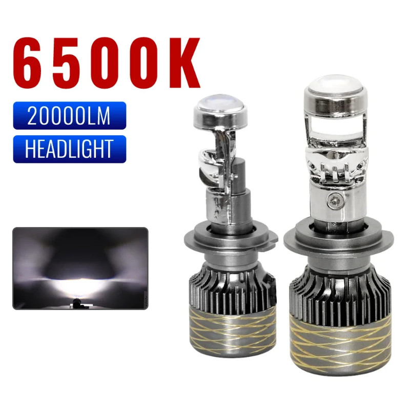 H7 H4 Canbus Car Headlight Mini Lens H11 LED Projector Bulb 6000K Auto Motorcycle Mini Lens