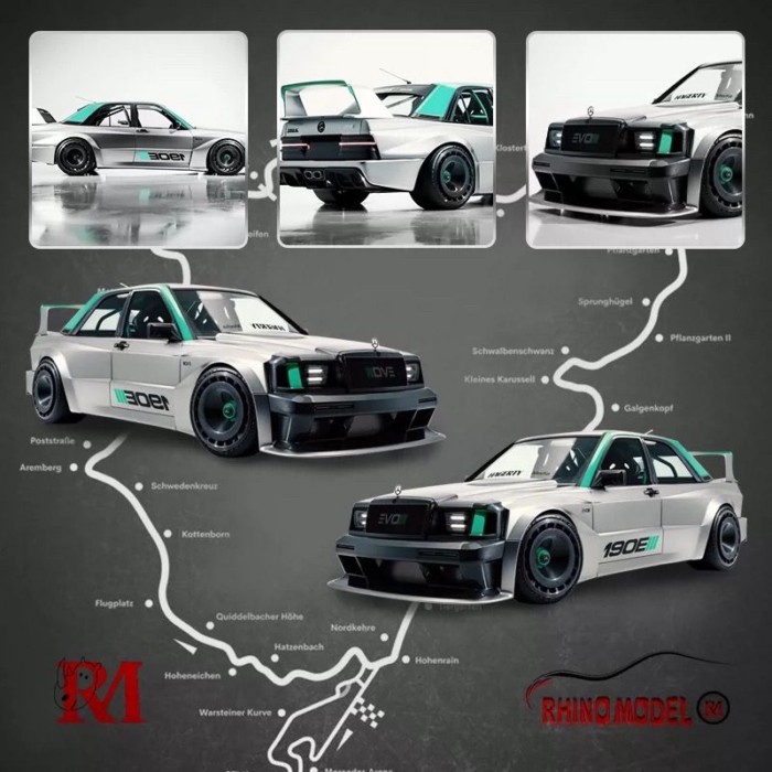 Rhino Model 164 Rhino Sports Car W201 Evo II Model Modification เหมาะสําหรับ Mercedes-Benz 190E