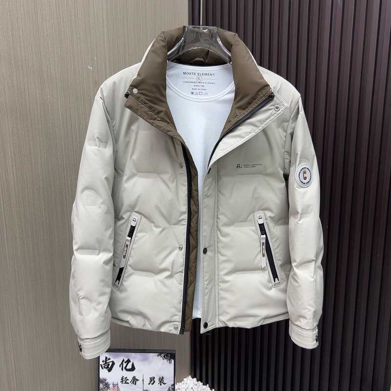 Down Jacket Mens Street Wear Tooling Stand-Up Collar Casual Ruffian หล่อ High-End หนาเย็นทนฤดูหนาว 2