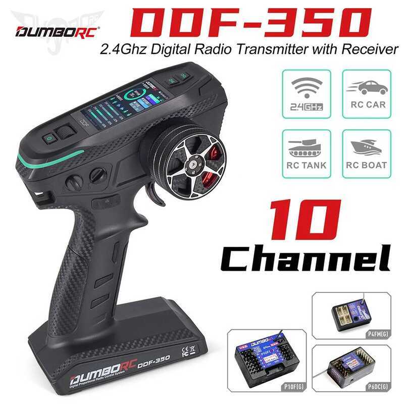 DUMBORC รีโมทคอนโทรลวิทยุดิจิตอล 2.4G 10CH เครื่องส่ง DDF-350 พร้อมตัวรับสำหรับรถ RC เรือ รถถัง ระบบ