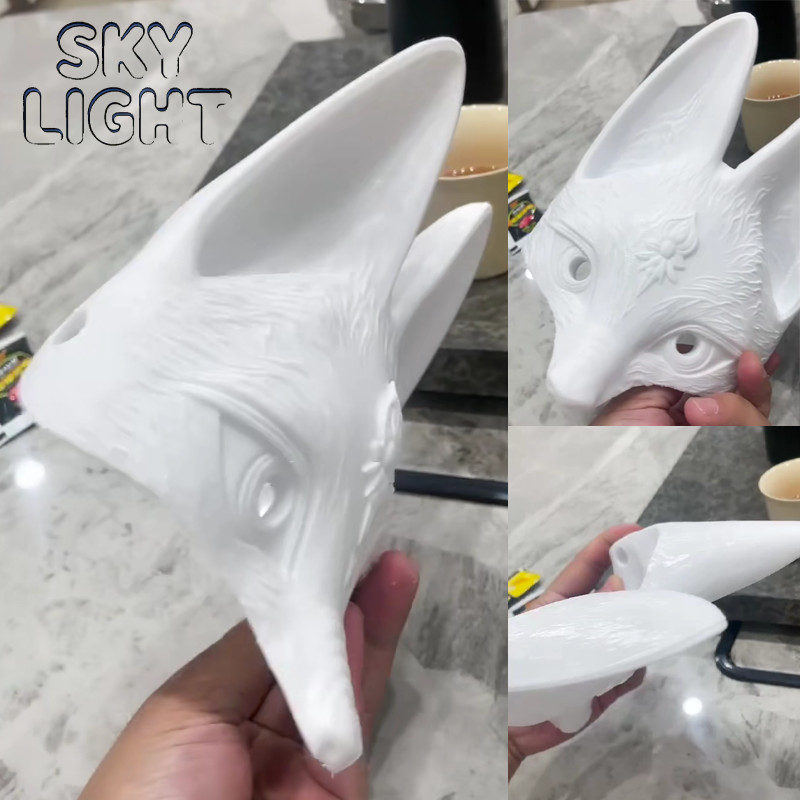 Silent Hill F Hinako คอสเพลย์สีขาวสีดํา Fox หน้ากากที่สมจริง 3D เกมเครื่องแต่งกายแบบดั้งเดิมญี่ปุ่น Matsuri หมวก - รูปที่ 5