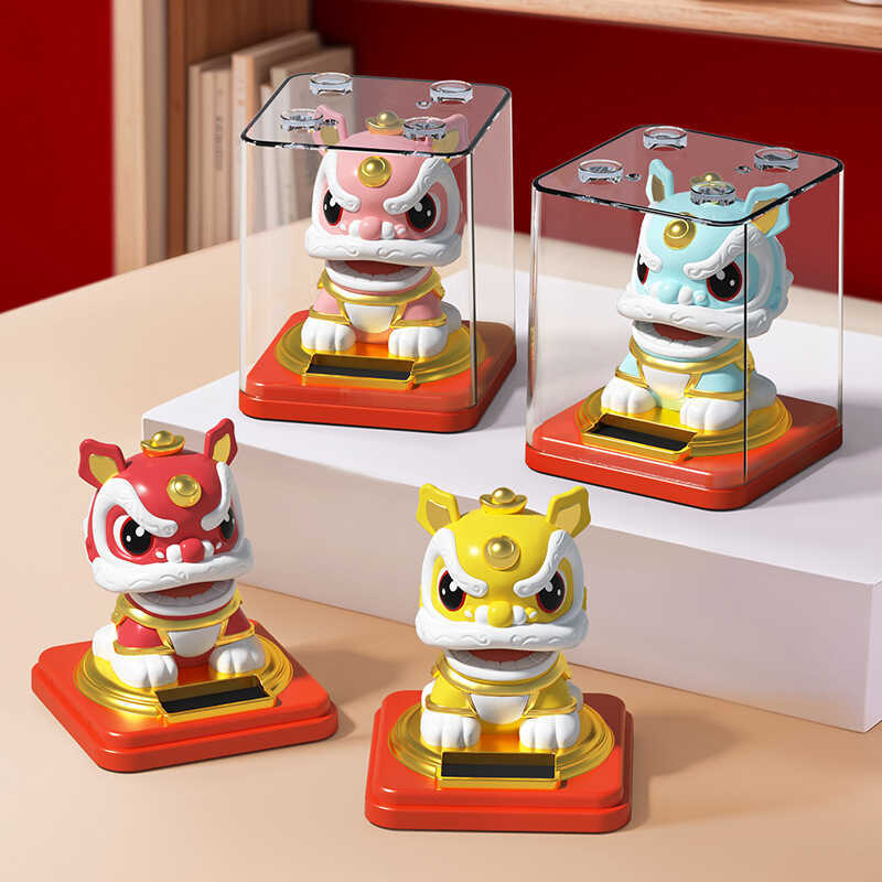 พลาสติกพลังงานแสงอาทิตย์สไตล์ 10 ซม. Lion-wakening Fortune เครื่องประดับอัตโนมัติ Nodding Desktop เค