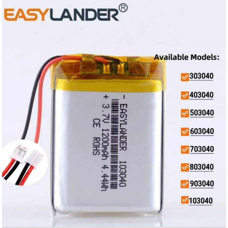 JST2.0 แบตเตอรี่ลิเธียมไอออนโพลิเมอร์ 2P 803040 3.7V 1000mAh 303040 403040 503040 603040 703040 9030