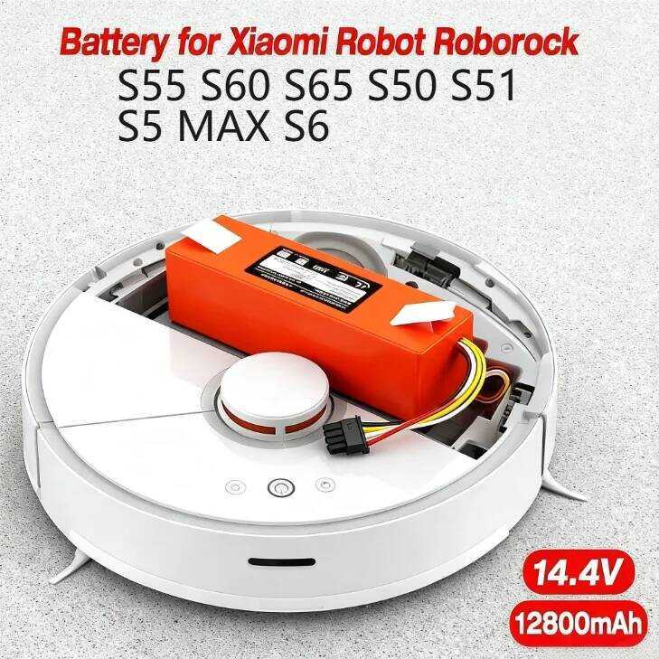 Precision แบตเตอรี่ทดแทน Fit 12800mAh 14.4V สำหรับเครื่องดูดฝุ่น Xiaomi Roborock รุ่น S55/S60/S65/S5