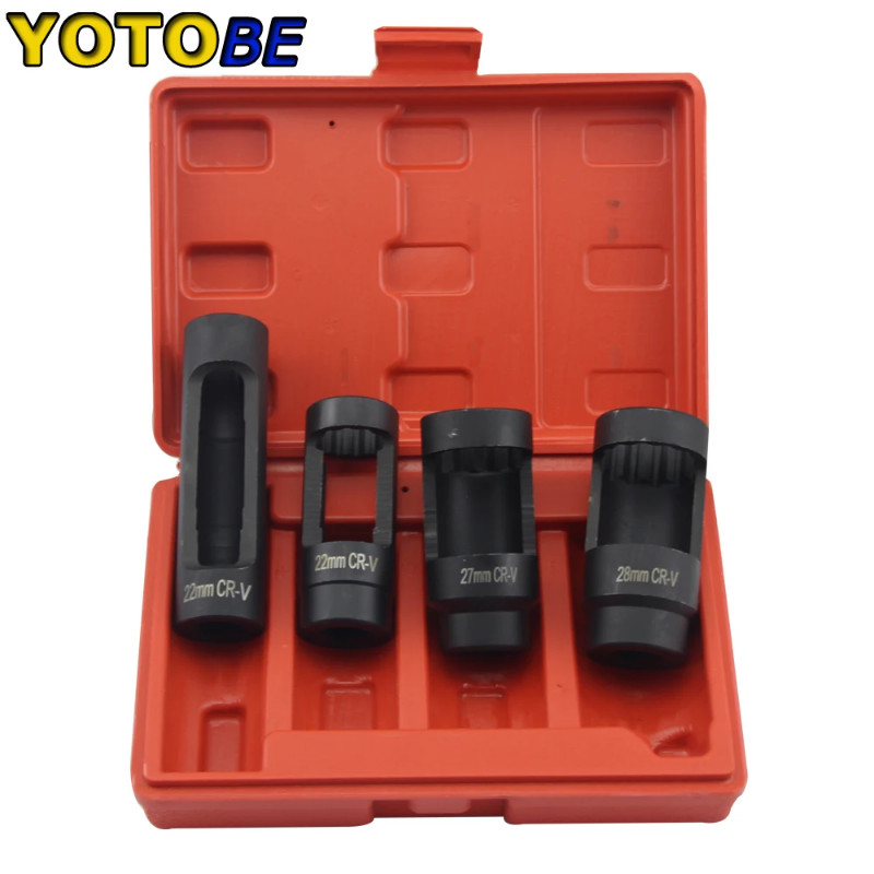 4pc Oxygen Sensor Socket Set 22mm 7/8" (6 & 12PT) 27 & 28mm (12pt) Vacuum