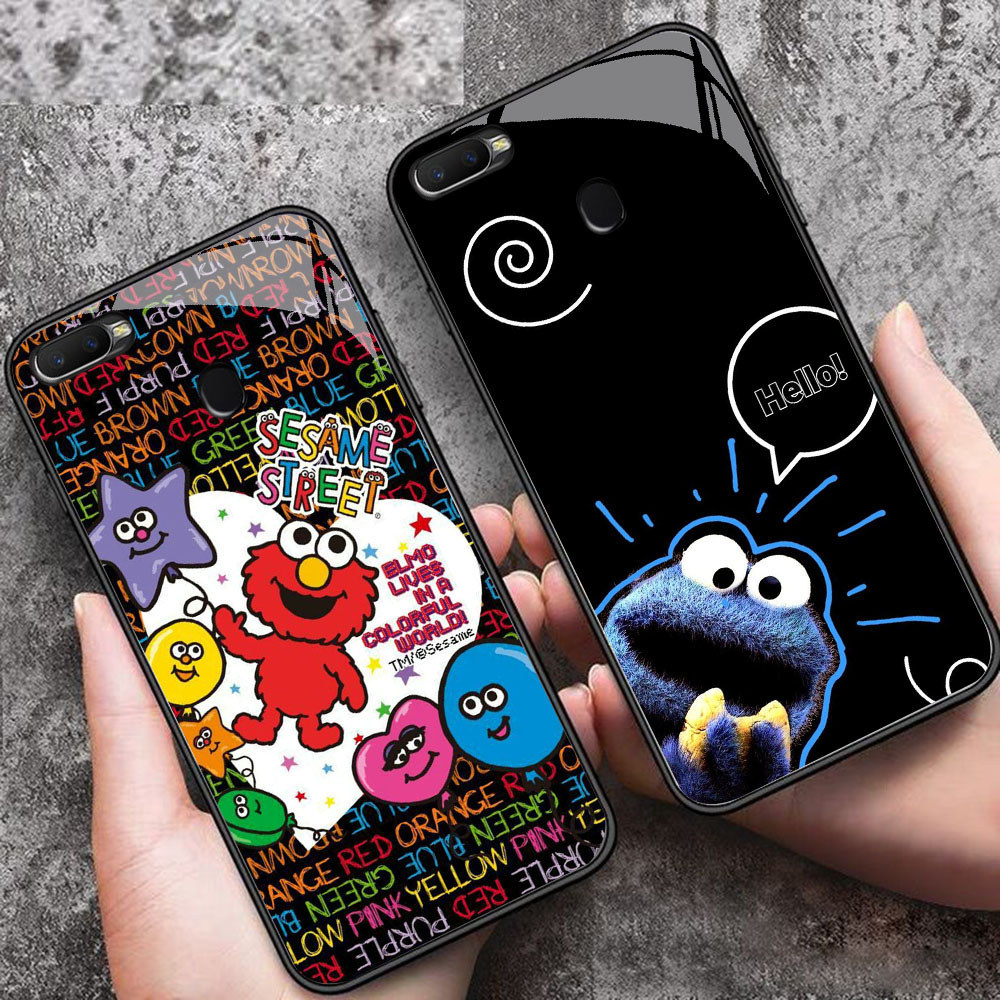 YS-85 Sesame Street HD Glass Casing สําหรับ OPPO A7 A12 A12S A11K A5S F9 F7 F5 Realme 2 Pro