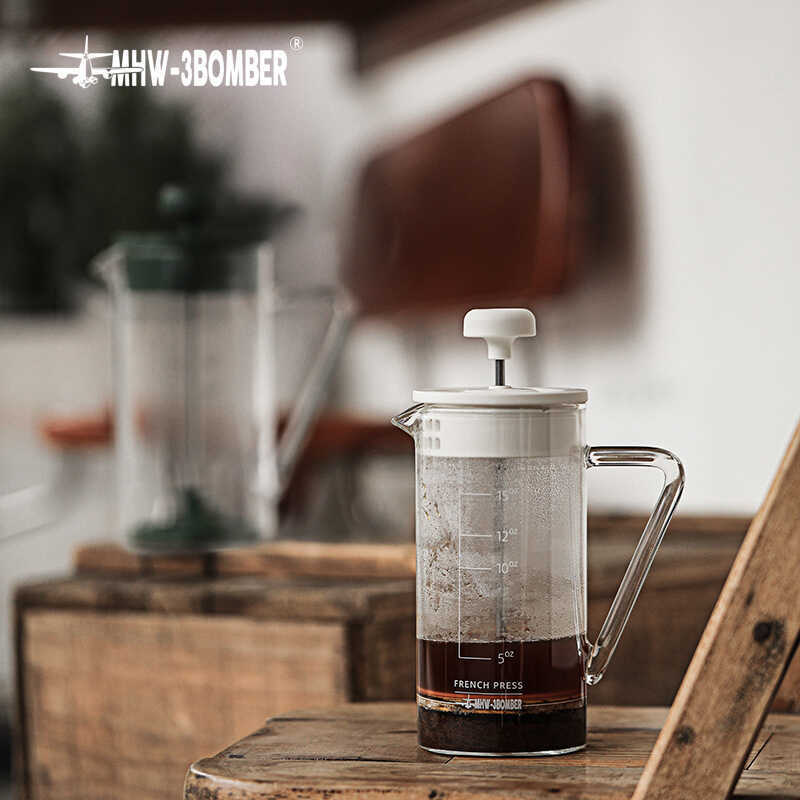 MHW-3BOMBER Bomber Gimme French Press Pot Glass French Press เครื่องชงกาแฟชา 450ml