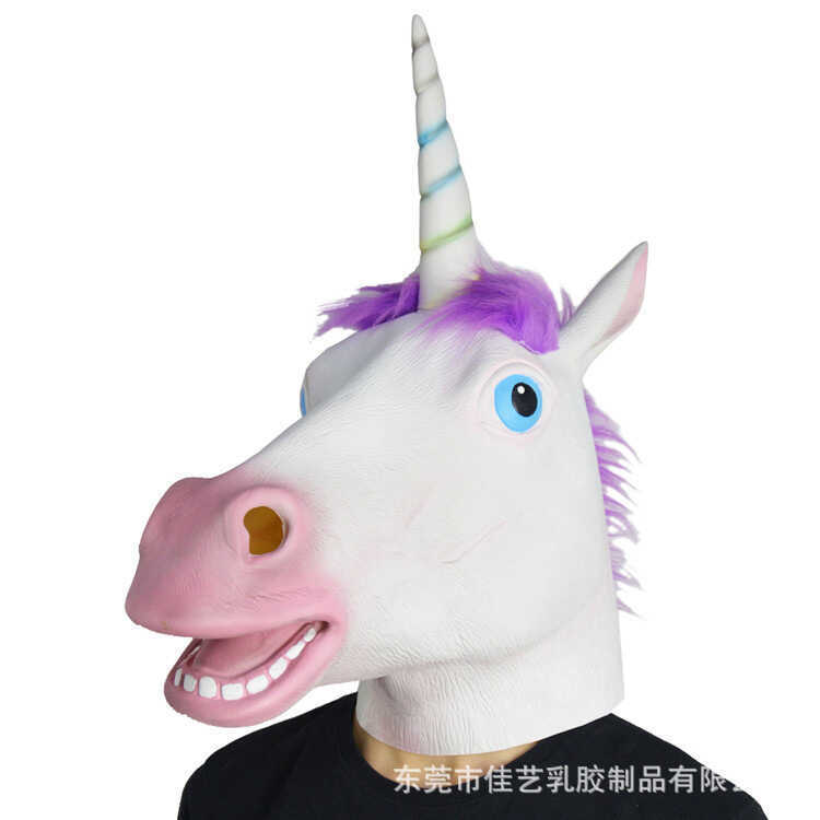 Halloween Party Unicorn Horse Head Mask Headgear Dog Horse Jun Latex Animal Mask