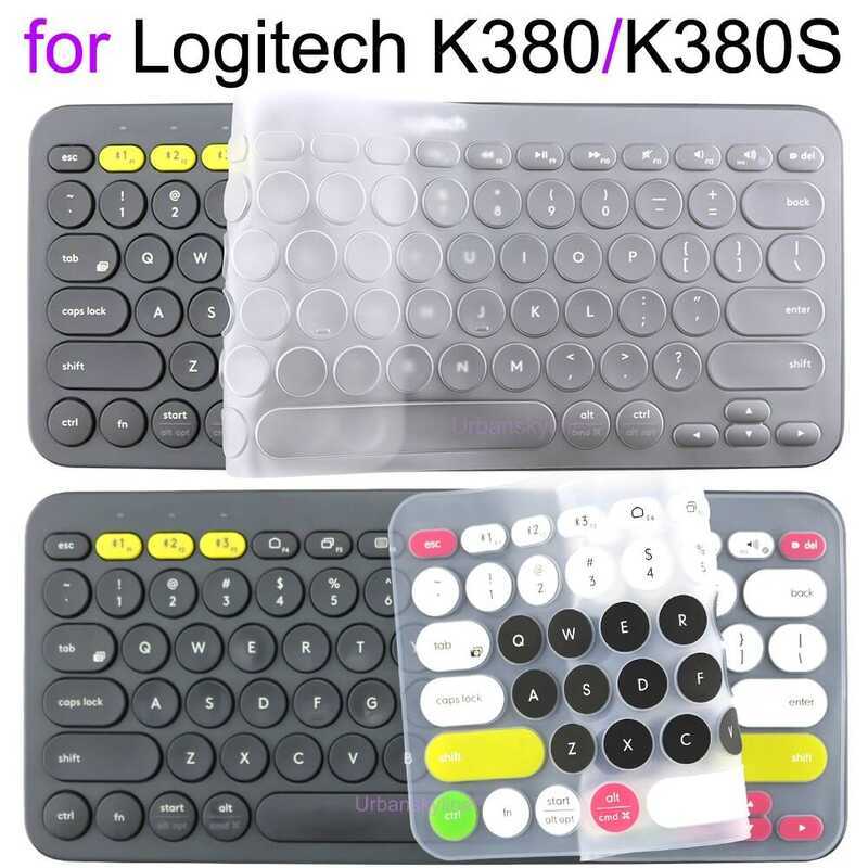 Logitech ฝาครอบคีย์บอร์ด K380 สำหรับ Logi K380S ปุ่ม Pebble ซิลิโคนป้องกัน เคสฟิล์มภาษาอังกฤษเกาหลีใ