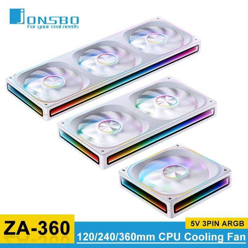 JONSBO กล่อง ZA-120/240/360 12V 4PIN PWM 5V 3PIN ARGB 120mm สำหรับคอมพิวเตอร์ตั้งโต๊ะ ชิ้นส่วนรวม ระ