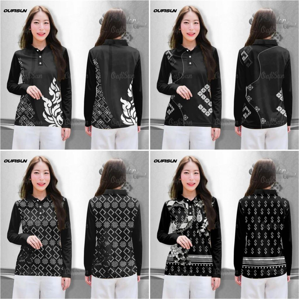 เสื้อท็อปแขนยาวสีดำ ลายเรียบง่าย เหมาะสำหรับใส่ทำงาน