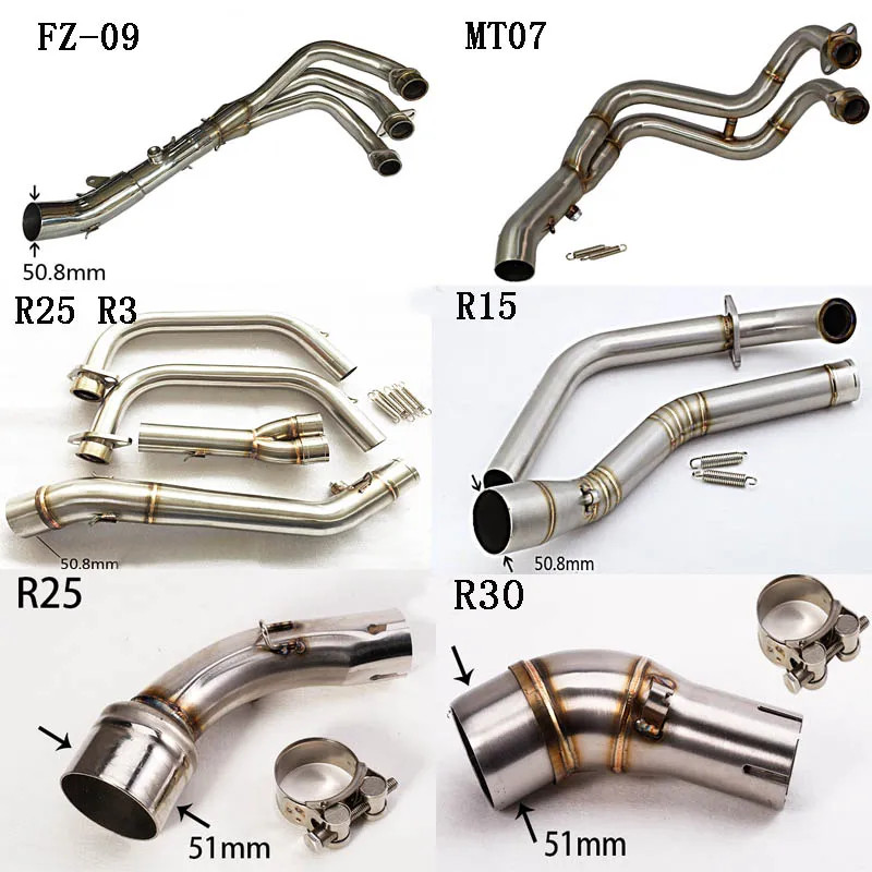 For Yamaha FZ09 MT07 FZ07 R15 R25 R3 R30 YZF FZ-09 MT09 MT-09 Motorcycle Exhaust Muffler Middle Mid